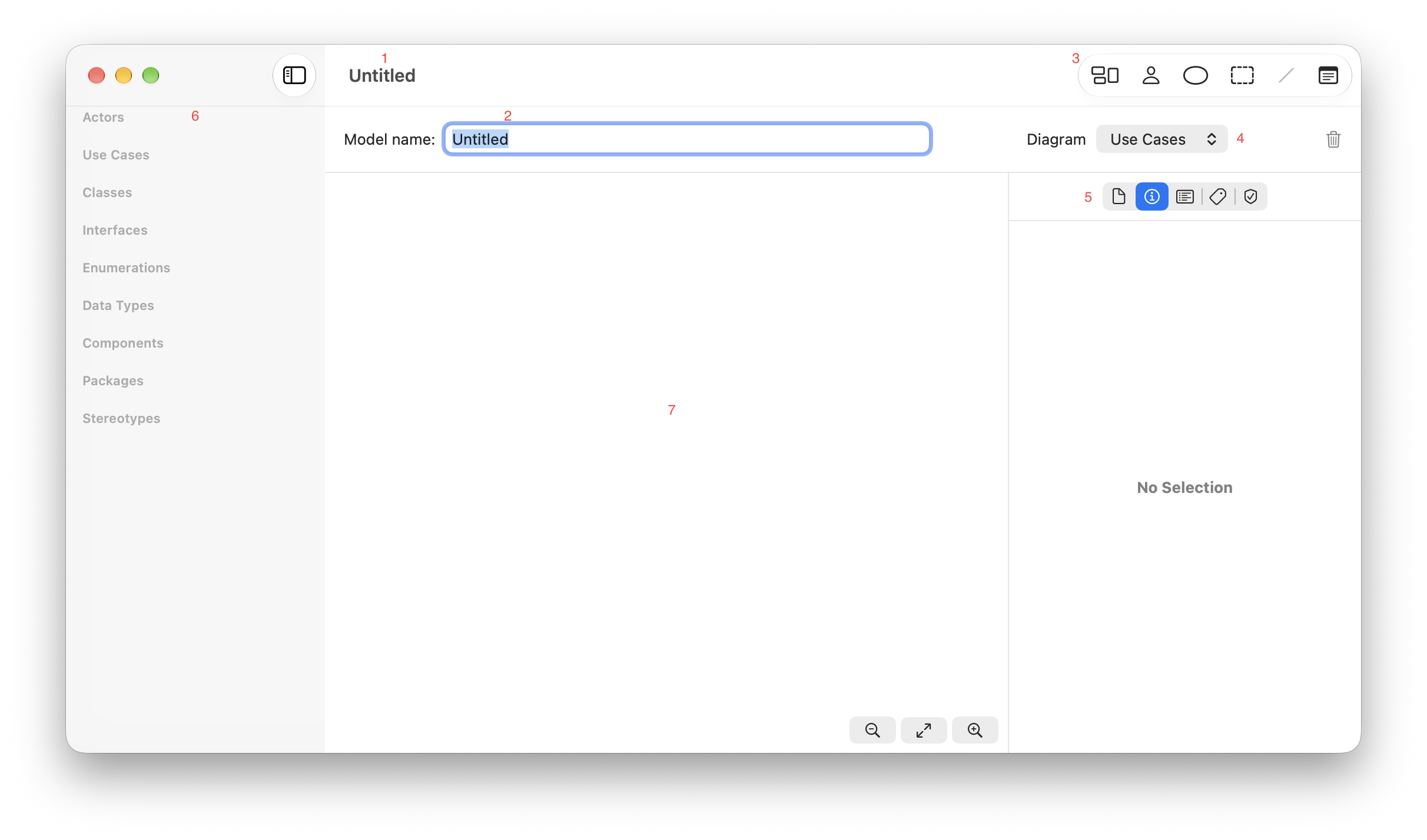 A screenshot of Axminster, showing the default window for a new document.